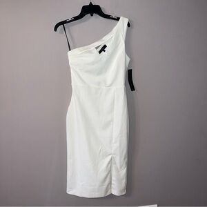 NWT white bridal dress one shoulder midi Rachel Rachel Roy small